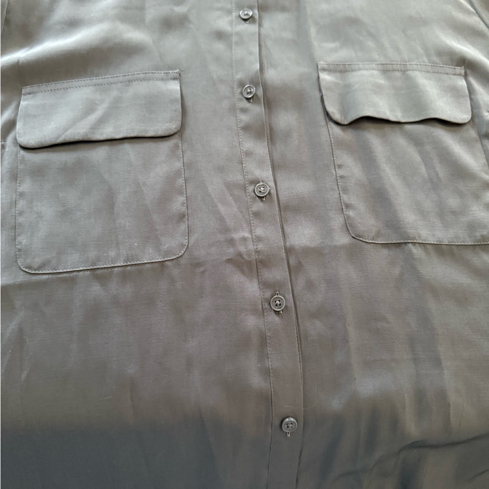 Express Gray Button Down Shirt with Long Sleeves